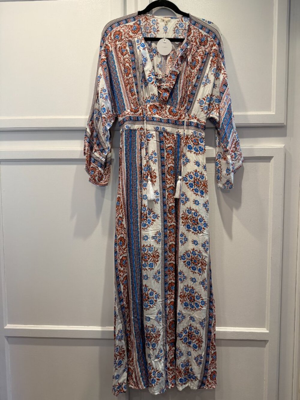 NWT En Crème Multi Color Boho Maxi Long Dress Size M
